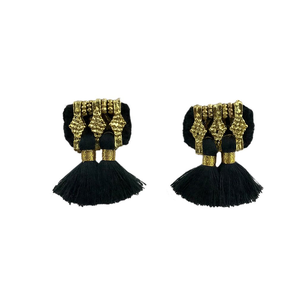 Boucles d'oreilles Jhumka à pompons, style bohème, faites à la main, en coton et alliage de zinc, 4 couleurs