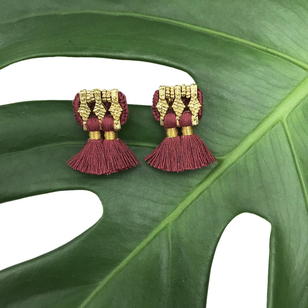 Boucles d'oreilles Jhumka à pompons, style bohème, faites à la main, en coton et alliage de zinc, 4 couleurs