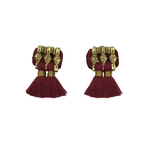 Boucles d'oreilles Jhumka à pompons, style bohème, faites à la main, en coton et alliage de zinc, 4 couleurs