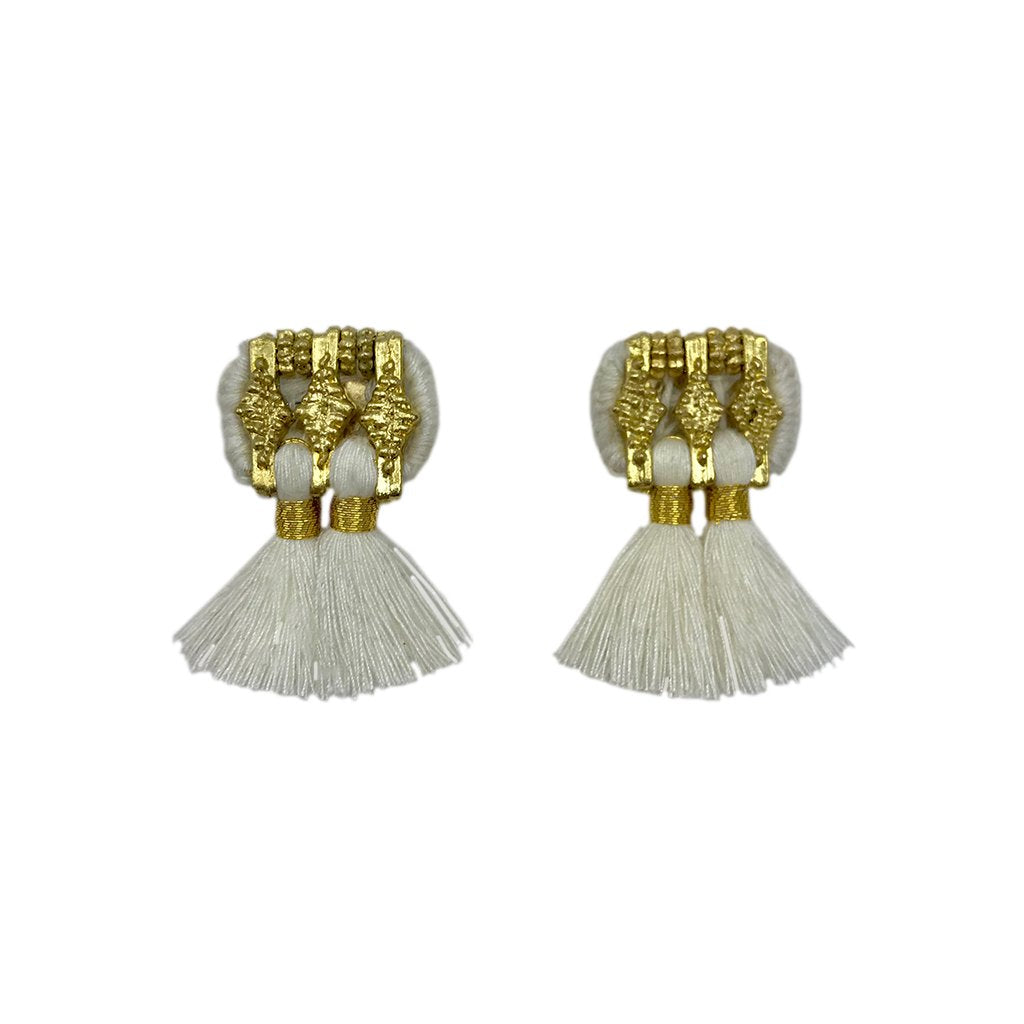 Boucles d'oreilles Jhumka à pompons, style bohème, faites à la main, en coton et alliage de zinc, 4 couleurs
