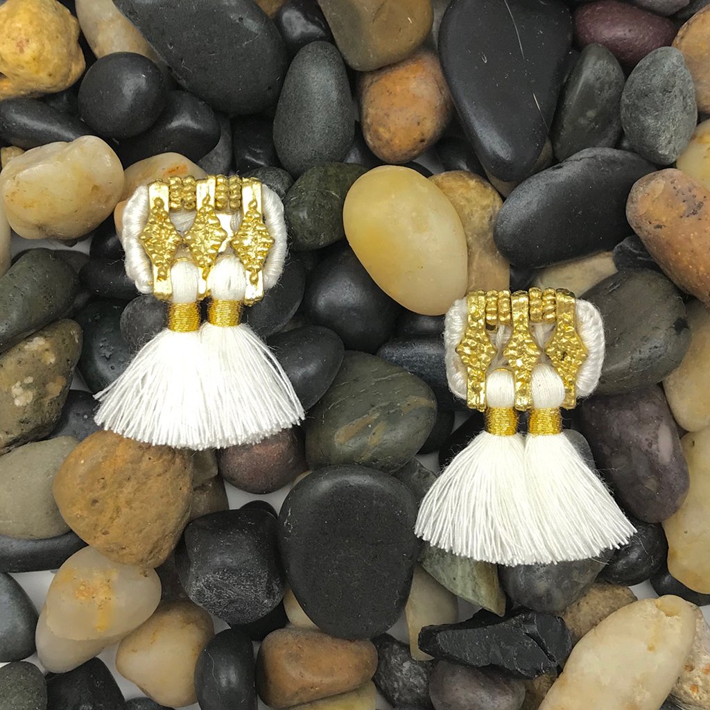 Boucles d'oreilles Jhumka à pompons, style bohème, faites à la main, en coton et alliage de zinc, 4 couleurs