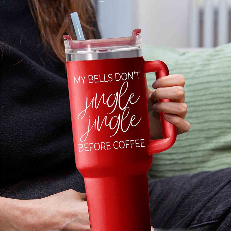 Mug de voyage isotherme de 1,2 L avec poignée, couvercle, paille et citation de Noël amusante
