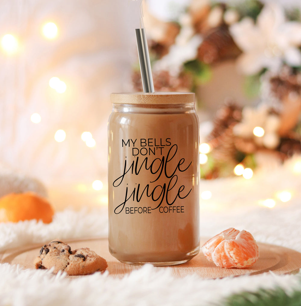 17oz Glasbecher mit Bambusdeckel und Edelstahlhalmen – Kaffeeliebhaber-Geschenk