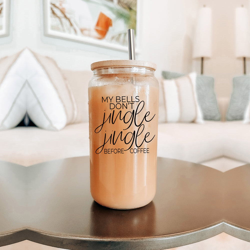 17oz Glasbecher mit Bambusdeckel und Edelstahlhalmen – Kaffeeliebhaber-Geschenk