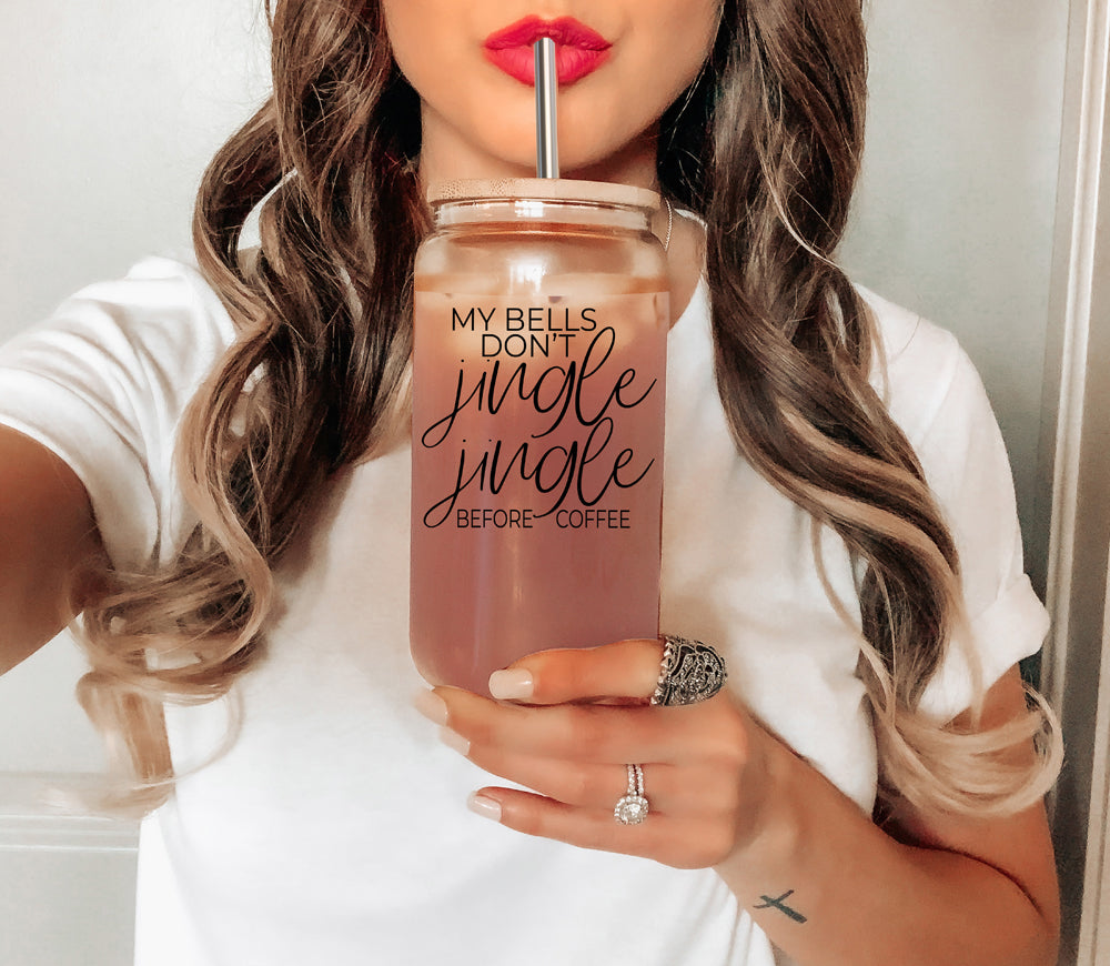17oz Glasbecher mit Bambusdeckel und Edelstahlhalmen – Kaffeeliebhaber-Geschenk