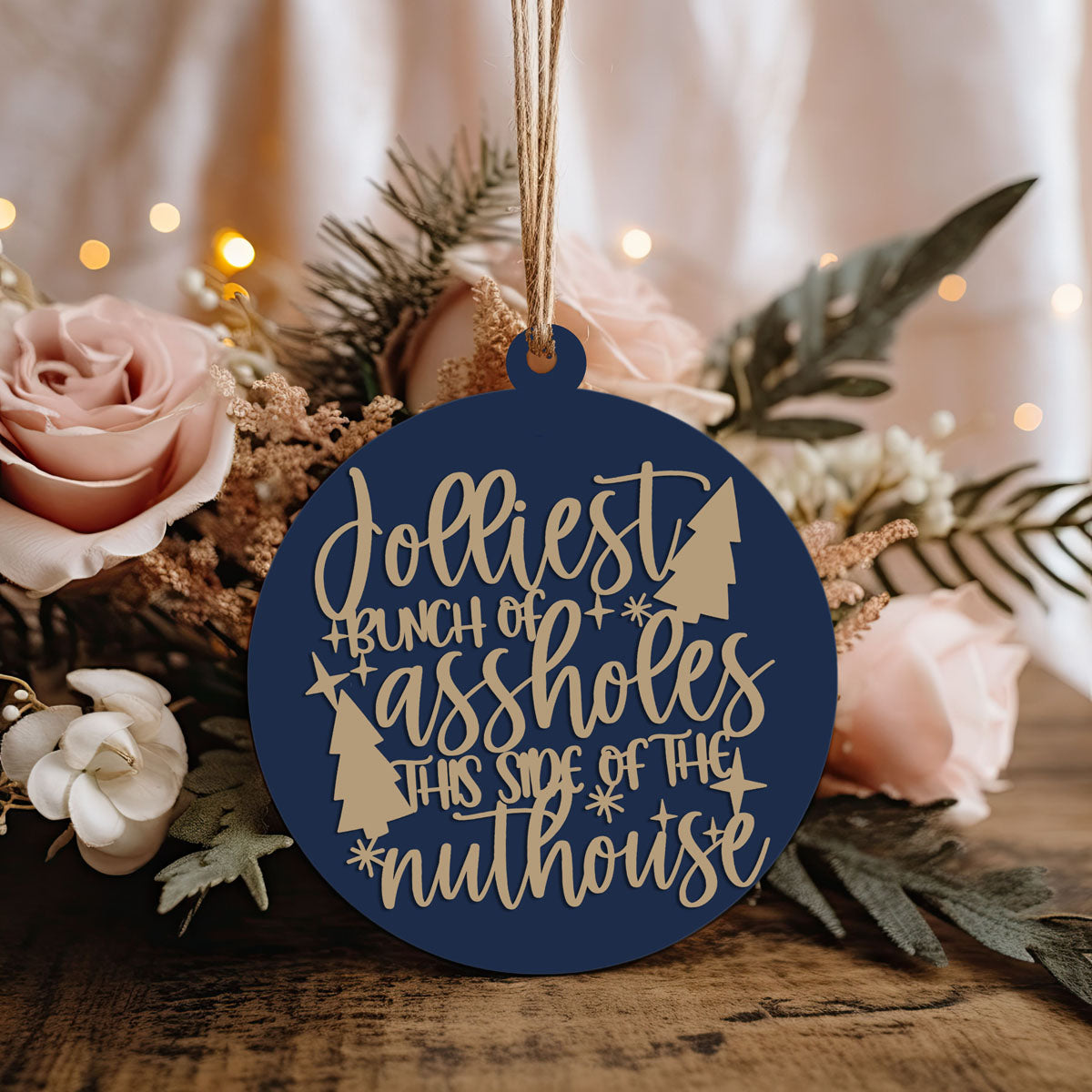 Ensemble d'ornements de Noël en bois 3D faits à la main, imparfaits mais joyeux, édition limitée pour la décoration de sapin