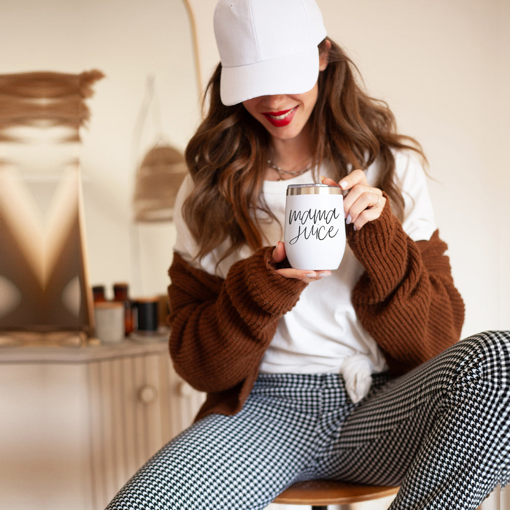 Mug de voyage isotherme Mama Juice en acier inoxydable de 355 ml avec couvercle, sans BPA, pour café et thé