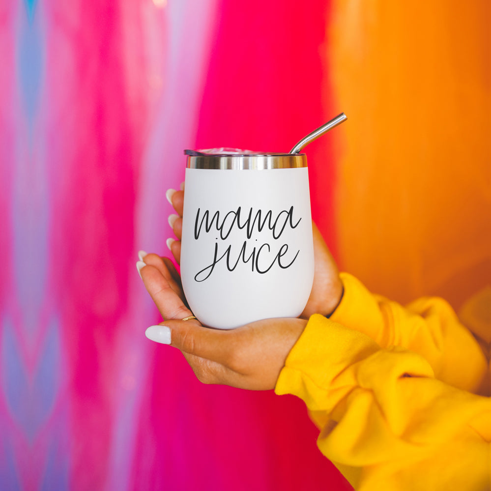 Mug de voyage isotherme Mama Juice en acier inoxydable de 355 ml avec couvercle, sans BPA, pour café et thé