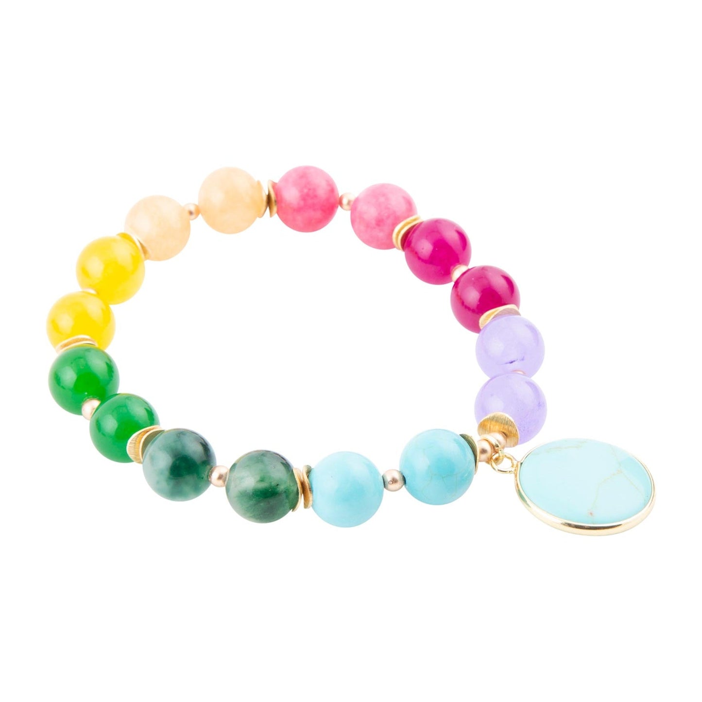 Bracelet à breloques kaléidoscope multicalcédoine bleu turquoise