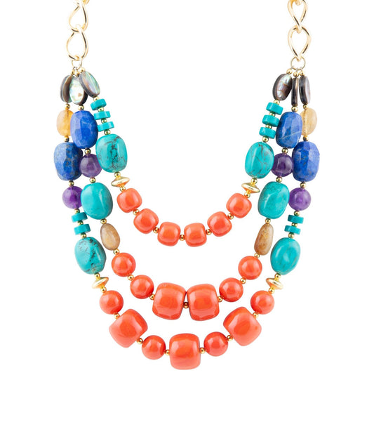 Collier doré éclatant multibranches Kaléidoscope