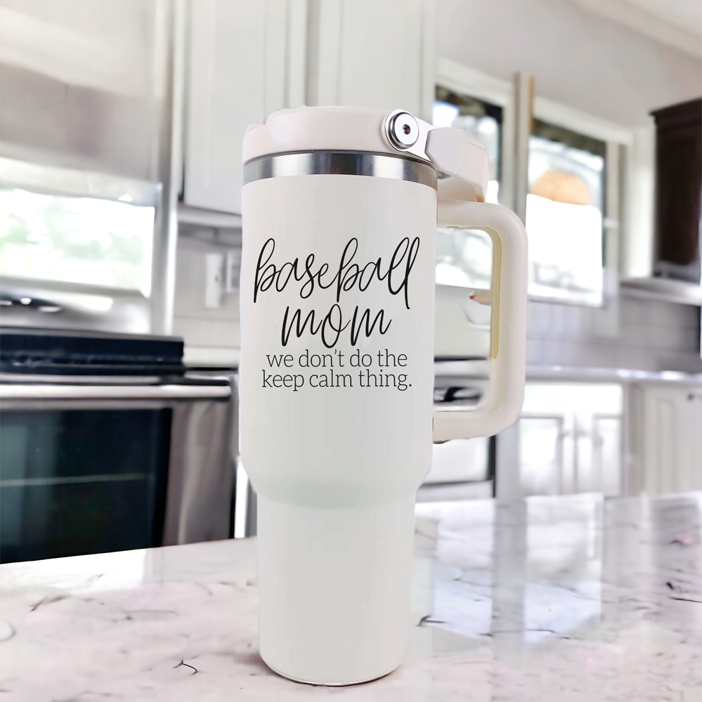 Baseball Mom 40oz Becher mit Griff Strohhalm Auslaufsicherer Ausgießer Reisebecher