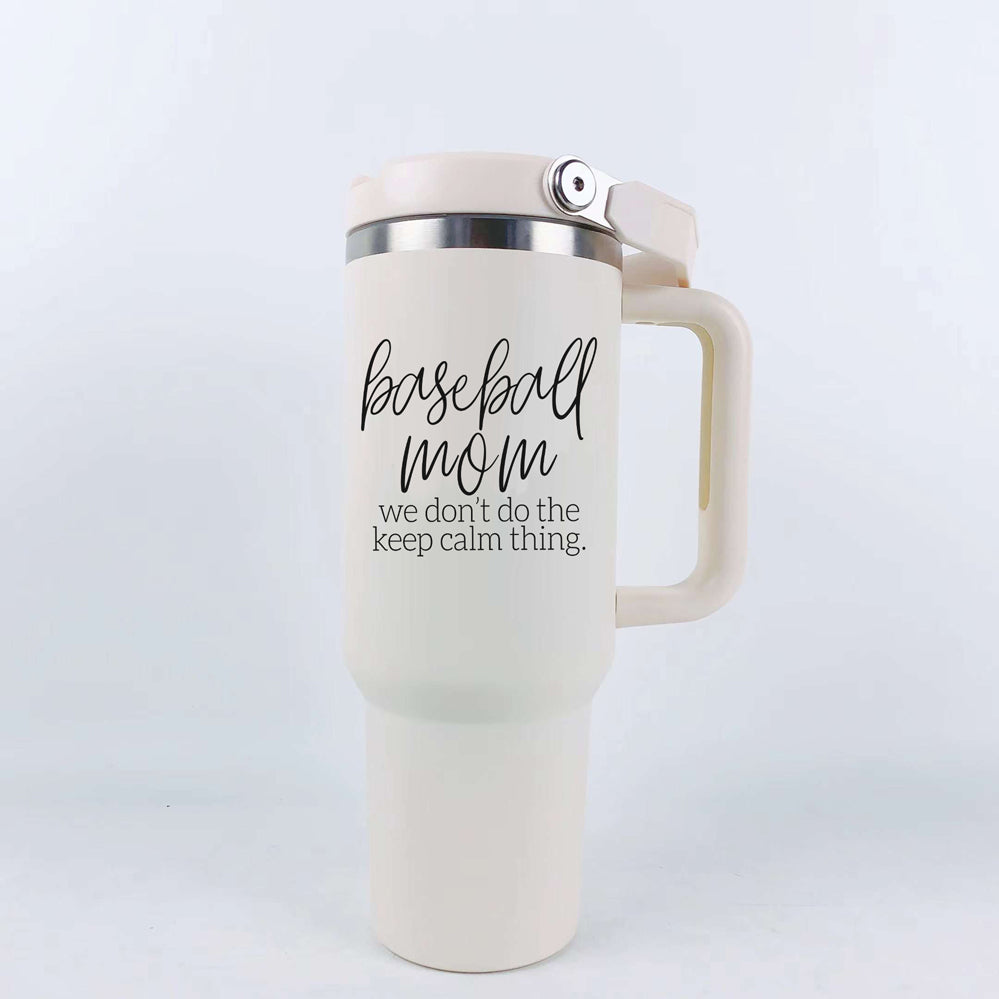 Baseball Mom 40oz Becher mit Griff Strohhalm Auslaufsicherer Ausgießer Reisebecher