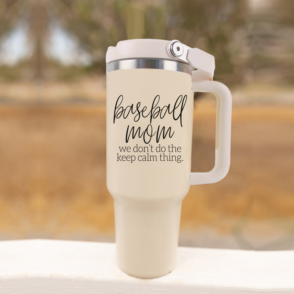 Baseball Mom 40oz Becher mit Griff Strohhalm Auslaufsicherer Ausgießer Reisebecher