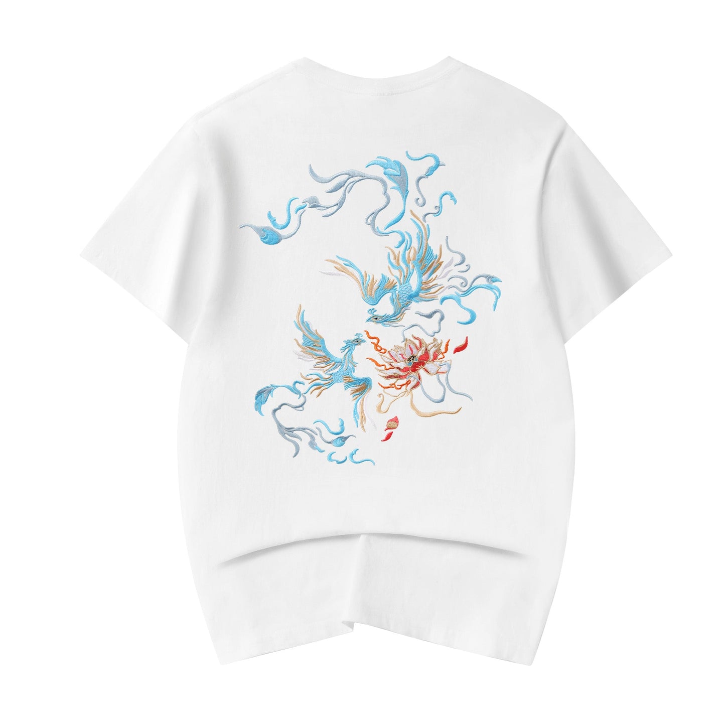 KH606 T-shirt Brodé Phénix Bleu