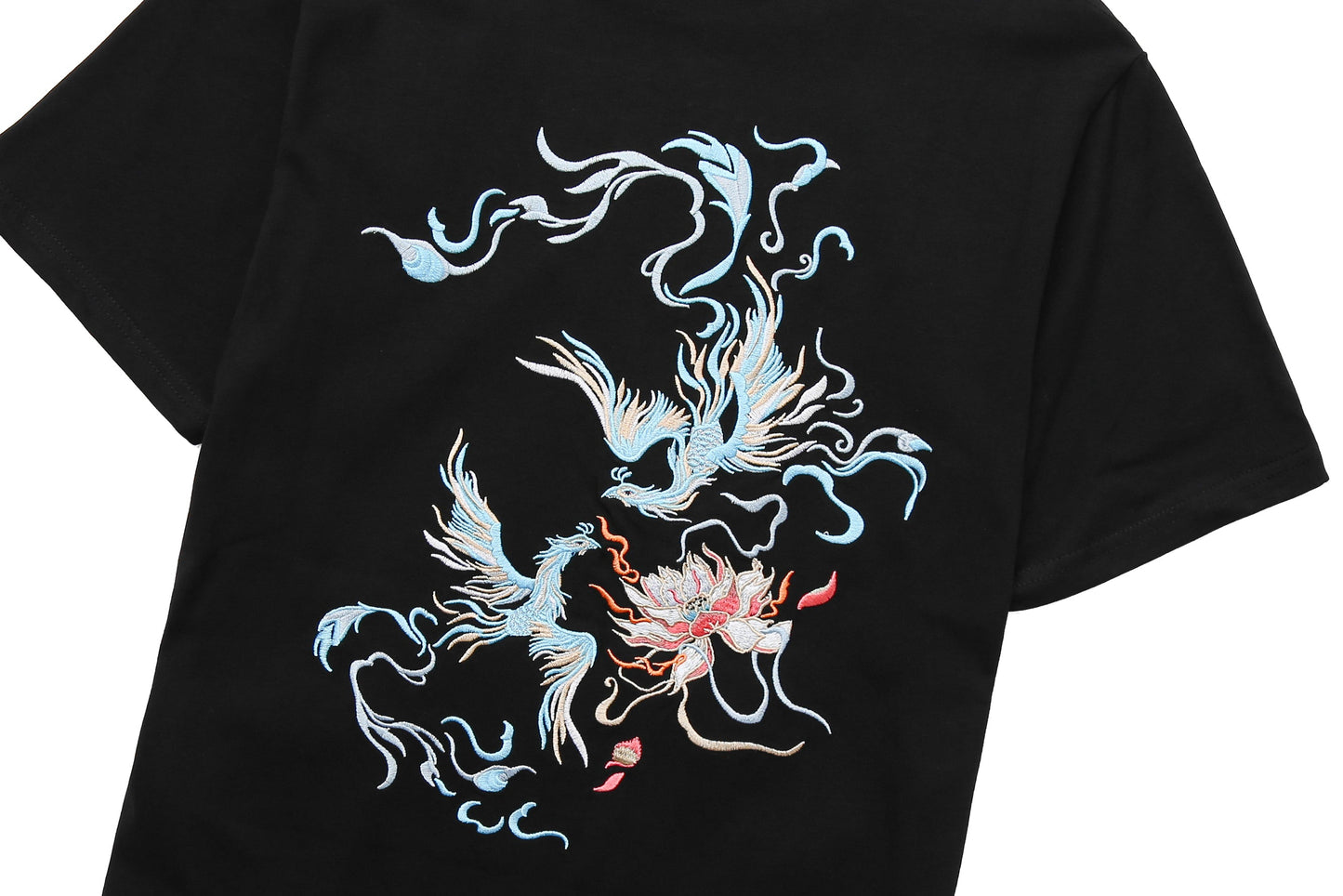 KH606 T-shirt Brodé Phénix Bleu