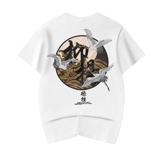 T-shirt brodé KH806 - Mouvement de grues
