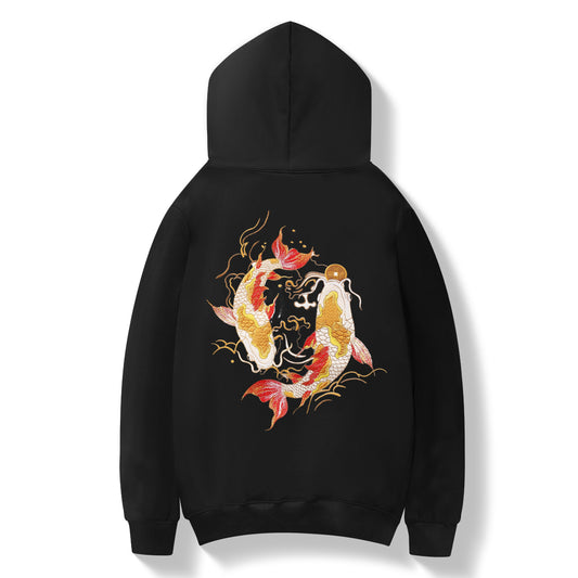 KH9013 Golden Koi-Fisch Bestickter Hoodie