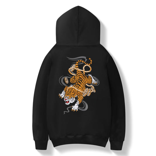 KH9017 Sweat à capuche brodé Tigre riche