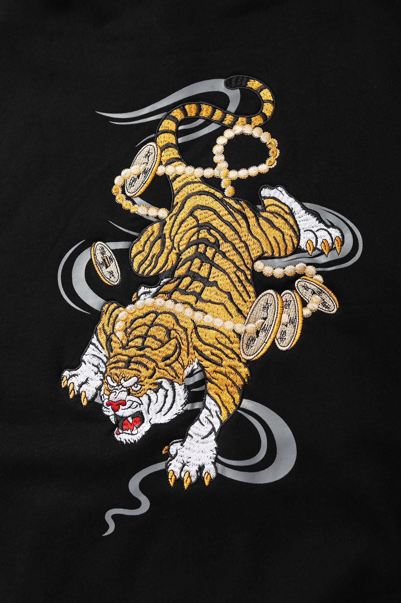 KH9017 Sweat à capuche brodé Tigre riche