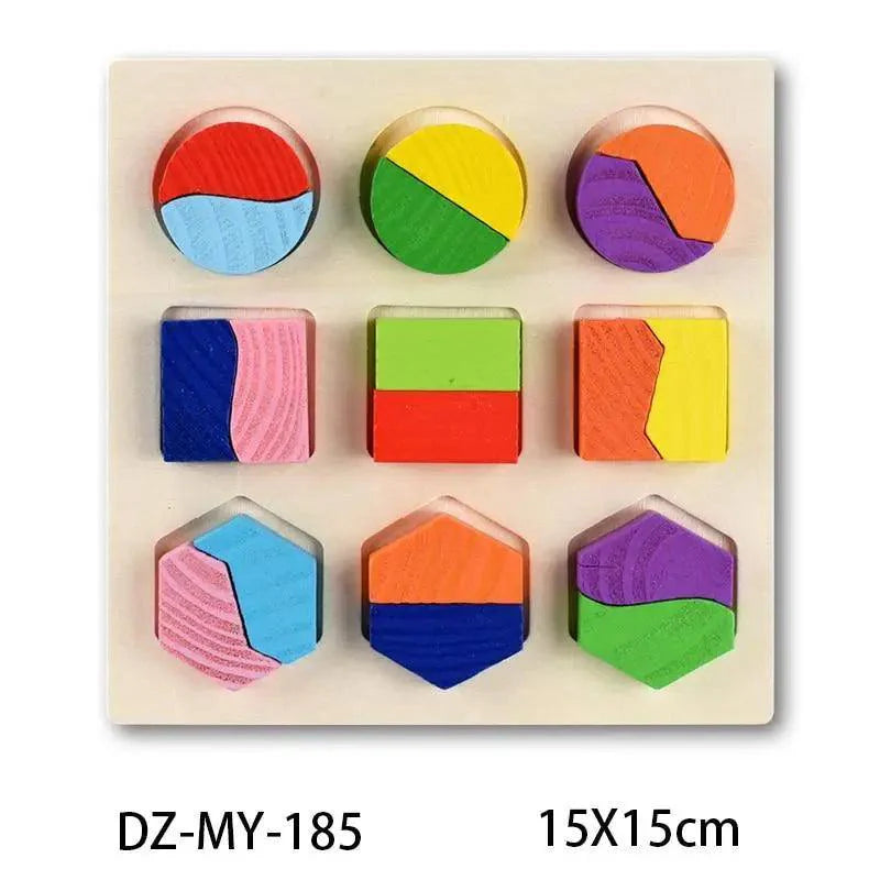Kids 3D Puzzle Wooden Toys Colorful Geometry Shape Cognition Wood Puzzle Children Early Learning Educational Montessori Toys