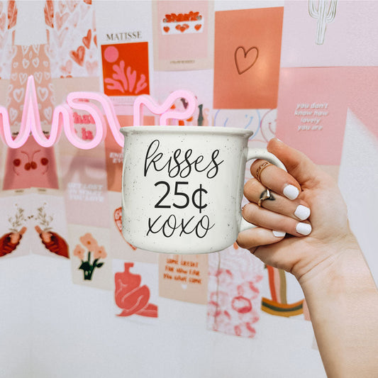 Tasse en céramique Baisers 25 Cents 410 ml Vintage Saint-Valentin Xoxo Café Thé Tasse Cadeau Nouveauté Mignon