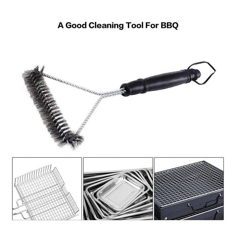 Küchenzubehör BBQ Grillbürste und Schaber Grillset Reinigungsbürste Edelstahlwerkzeuge Drahtborsten Dreiecks-BBQ-Grillreinigungsbürste für Weber Gas Holzkohle Porzellan Gusseisen & alle Grillroste Zubehör