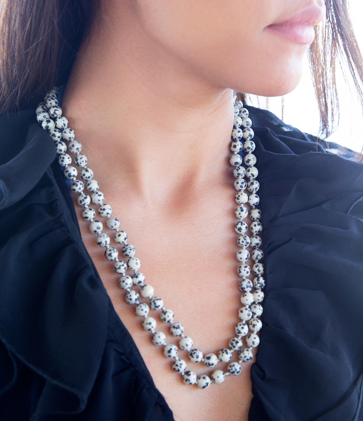 Collier de Jaspe Dalmatien noué
