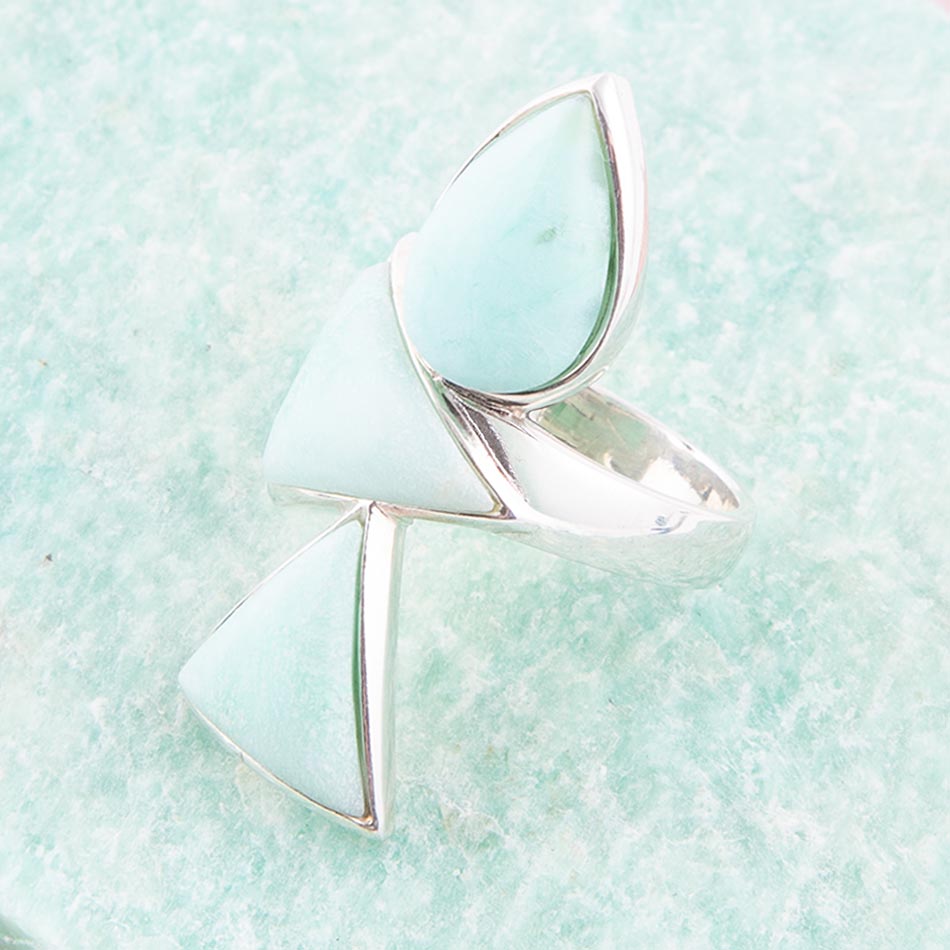 Lahana grüner Chrysopras und Statement-Ring aus Sterlingsilber