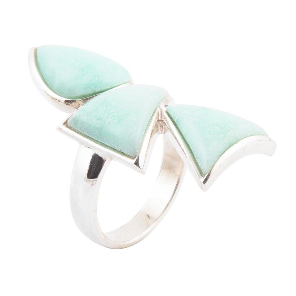 Lahana grüner Chrysopras und Statement-Ring aus Sterlingsilber