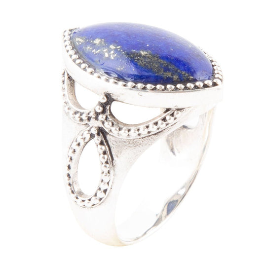 Blauer Lapislazuli- und Sterlingsilber-Marquis-Ring
