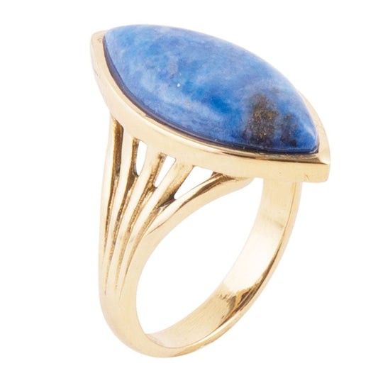 Blauer Lapislazuli Goldener Funkelring