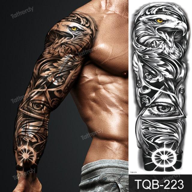 Large Black Temporary Tattoo Waterproof Luxury Big Tattoo For Body Arm Legs Modern Design