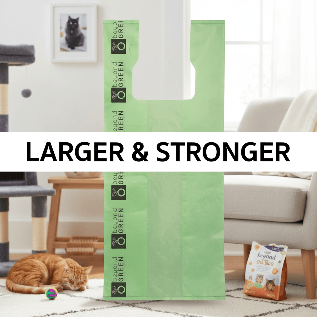 Große grüne Katzenstreubeutel – 25,4 x 50,8 cm mit 17,8 cm Seitenfalte und Griffen – Hergestellt in den USA