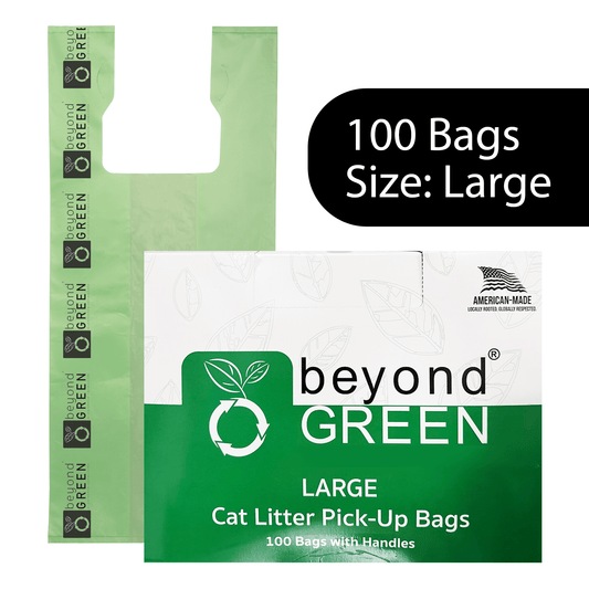 Grands sacs litière pour chat verts – 25,4 x 50,8 cm avec soufflet de 17,8 cm et poignées – Fabriqués aux États-Unis