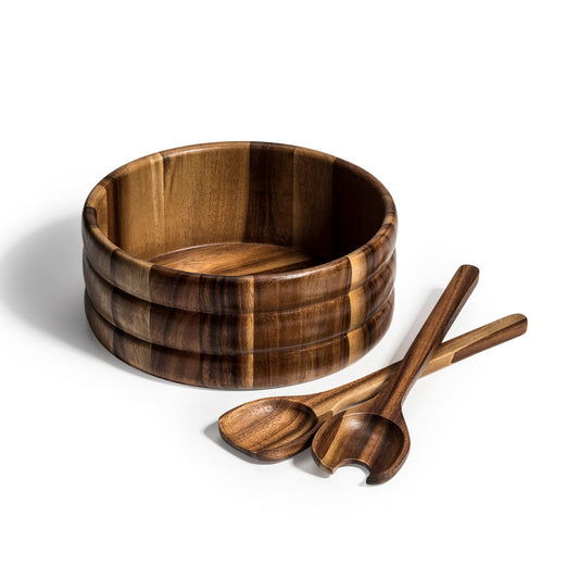 Large Ceramic Salad Bowl With Servers - Serving Bowl For Salads And Fruit