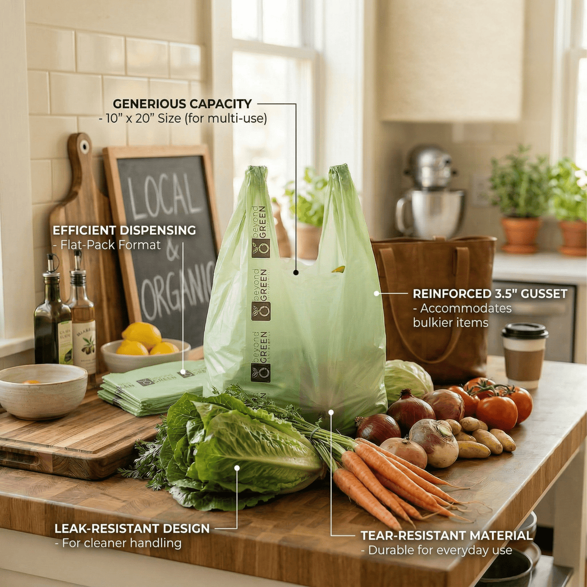 Large Multi-Purpose Carry Bags – 10" x 7" x 20" | Tear-Resistant | Made in USA | beyondGREEN