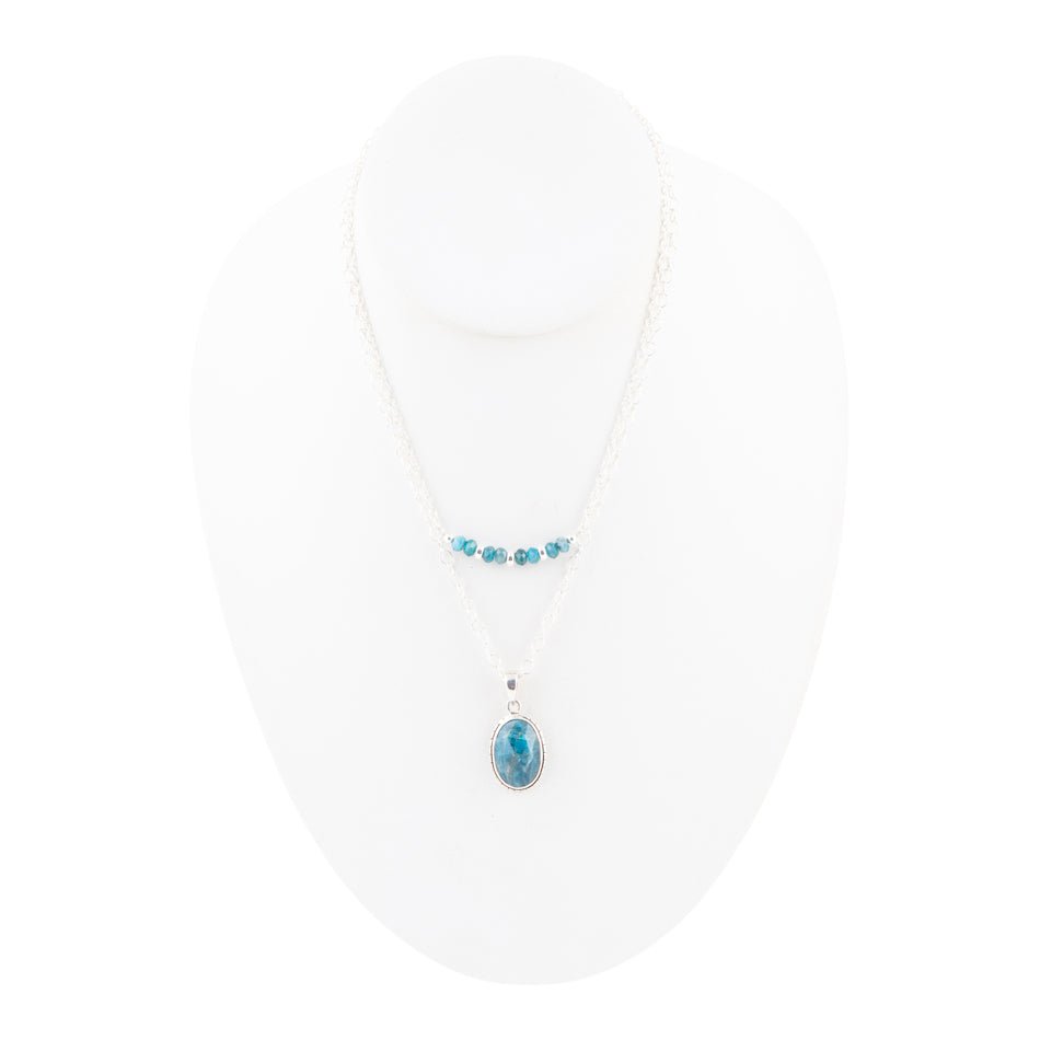 Collier en Apatite Bleue Superposée et Argent Sterling