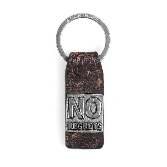 Porte-clés en cuir "No Regrets" Message gravé Cadeau pour lui