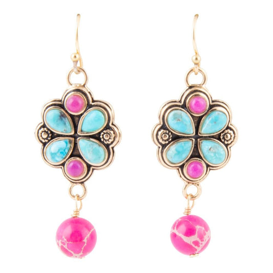 Ohrringe „Legacy Pink Agate Golden Drop“