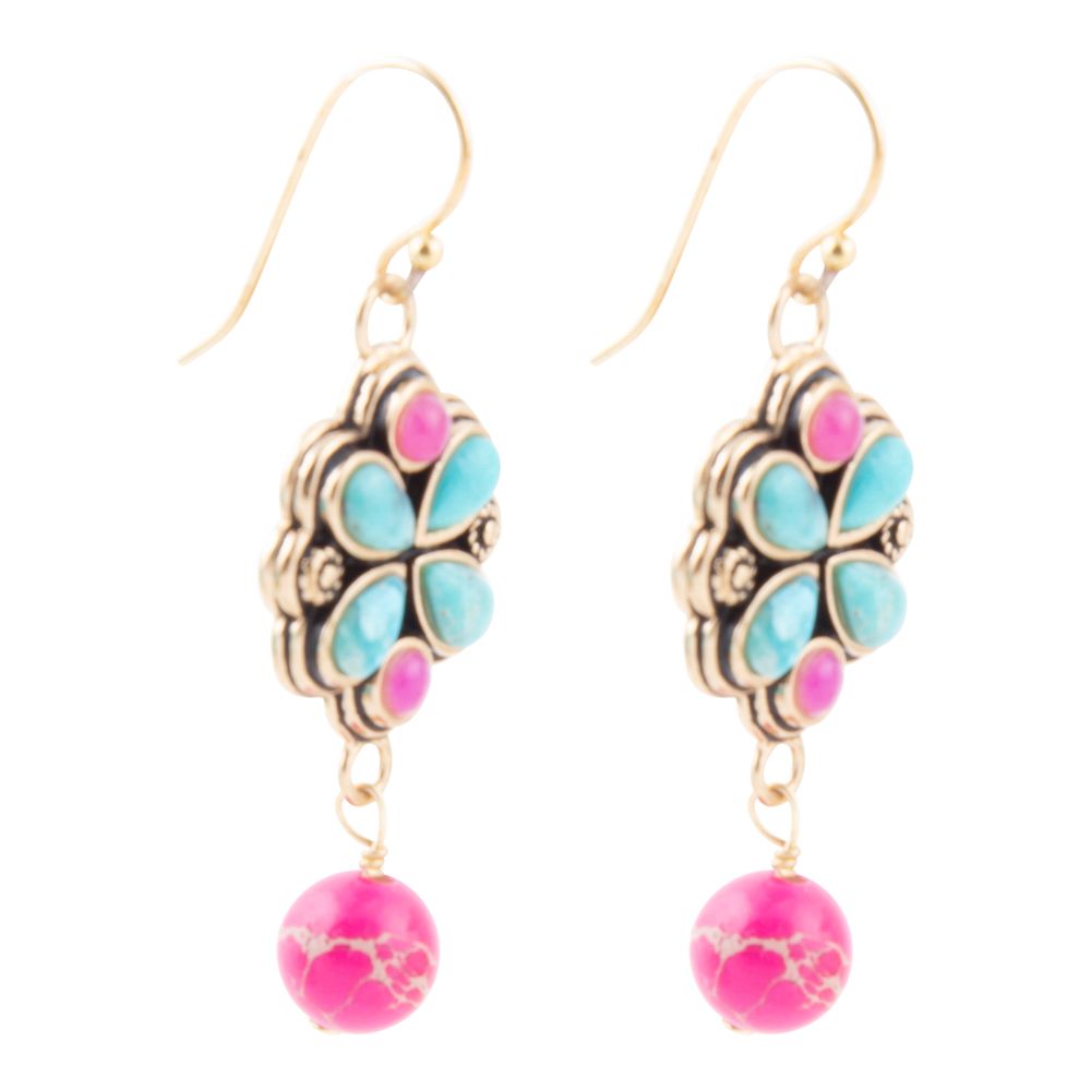 Ohrringe „Legacy Pink Agate Golden Drop“