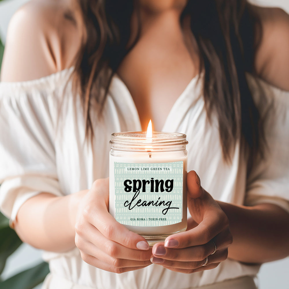 Lemon Lime Green Tea Candle Fresh Verbena Citrus Green Tea Scent 8oz