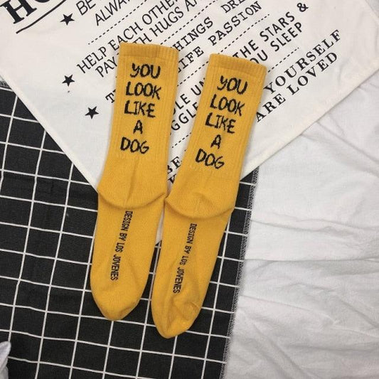Letter Vintage Patterned Cute Unisex Crew Socks Fashion Funny Skateboard Cool Socks For Female Casual Soft Cotton Short Hipster Socks For Men And Women