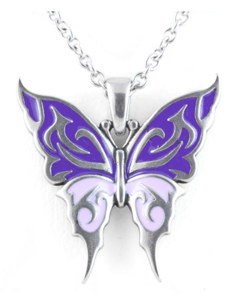 Lilac Butterfly Pendant Necklace For Women Adjustable