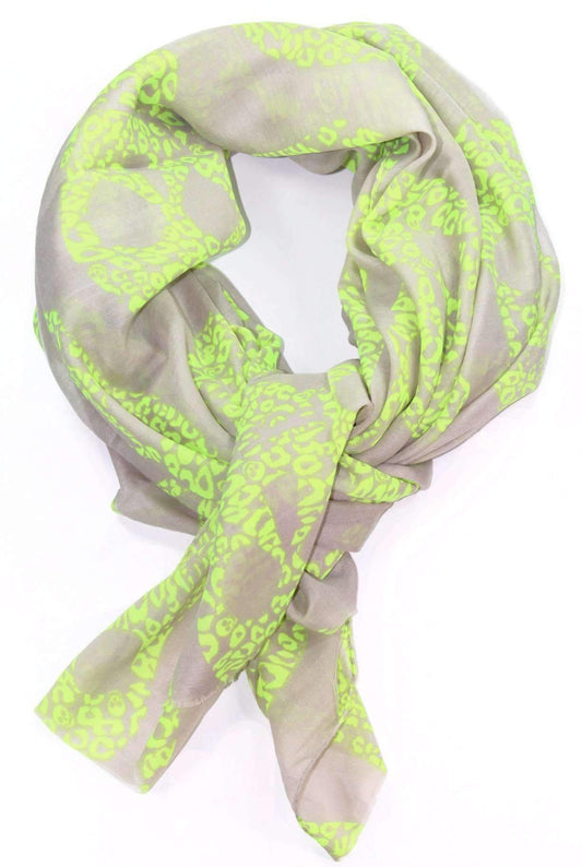 Écharpe tête de mort vert lime légère accessoire de mode pour femme