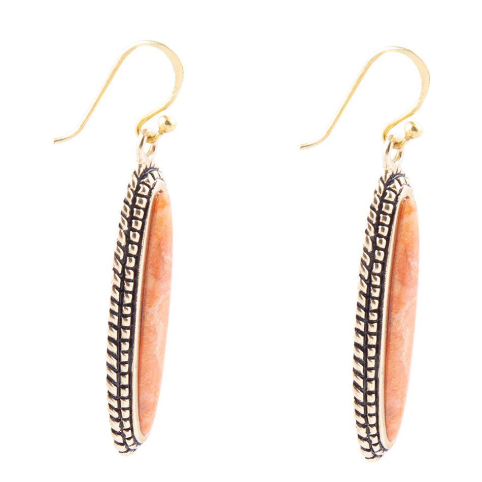 Boucle d'oreille Linéaire Corail Orangé