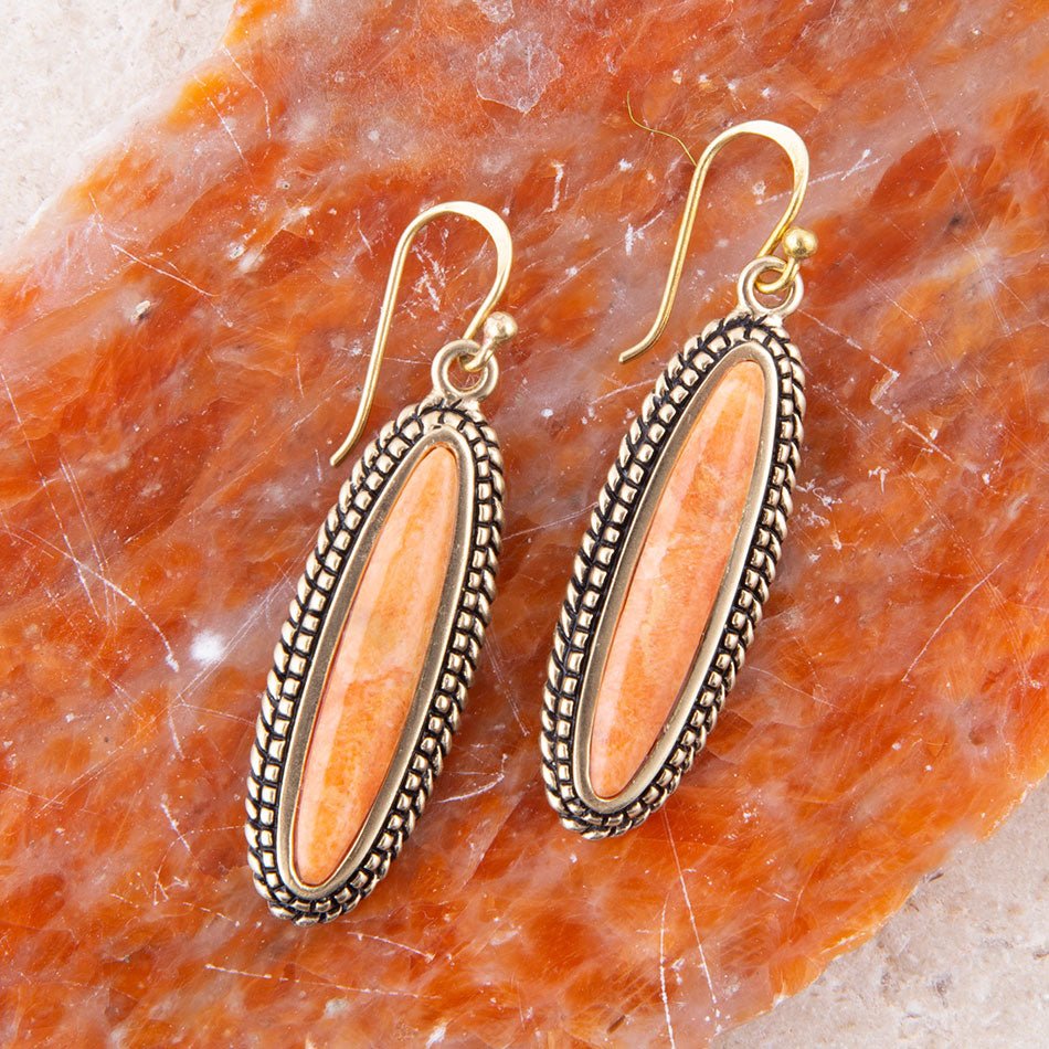 Boucle d'oreille Linéaire Corail Orangé