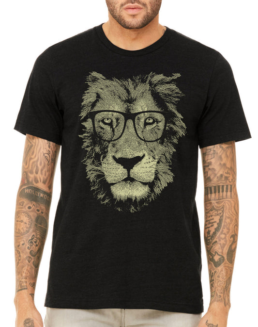 Löwenbrillen-Grafik Herren T-Shirt Baumwolle Casual Tee