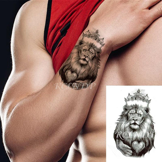 Lion King Temporary Tattoo Waterproof Black And Colorful Small Big Luxury Tattoo For Mens Womens