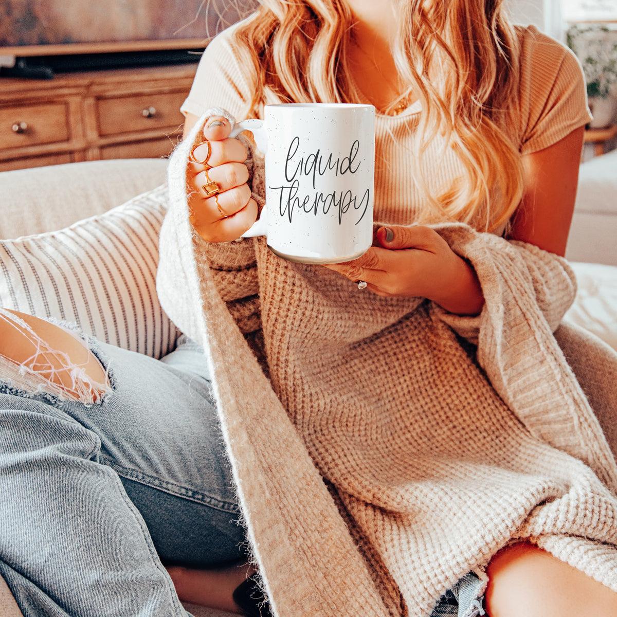 "Liquid Therapy" Keramiktasse 470ml Entspannende Kaffee Tee Tasse Geschenk zur Stressbewältigung
