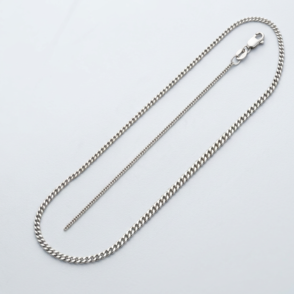 10k White Gold Gourmette Chain 1.5mm